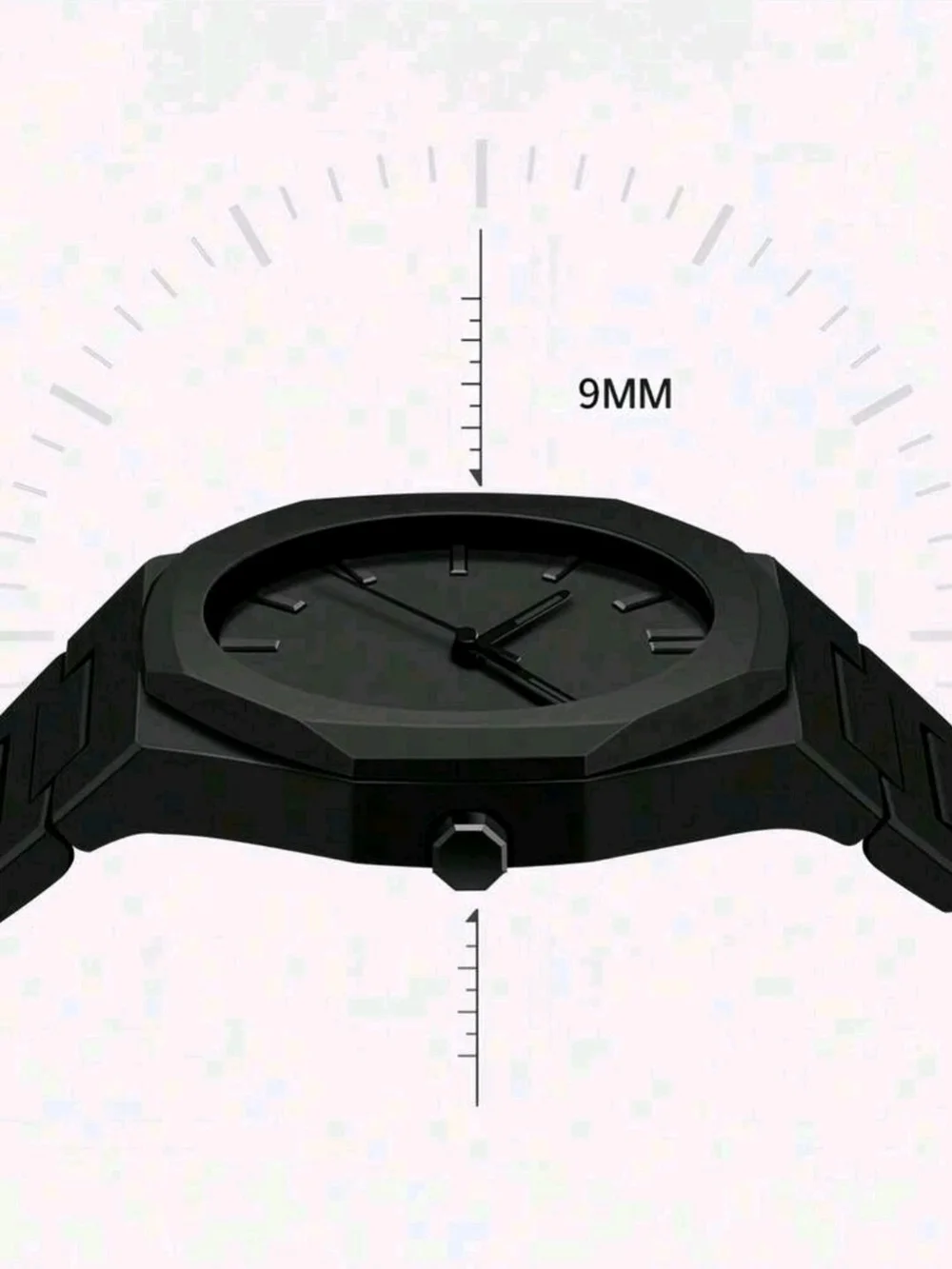 Men's Black Stainless Steel Dress Watch - Minimalist Design
